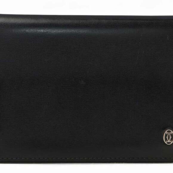 Cartier Pasha Card Case Business Holder Pass Calfskin Leather Black L3000132